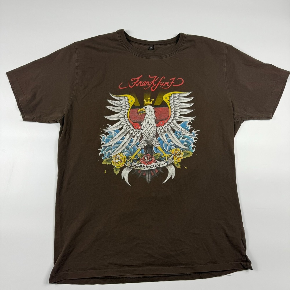 Continental T-Shirt Mens XL Brown Frankfurt Eagle Graphic Short Sleeve Crew Neck